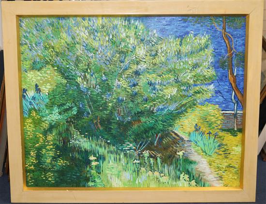 S. Huxley (20th C.) Coastal garden, 28 x 36in.